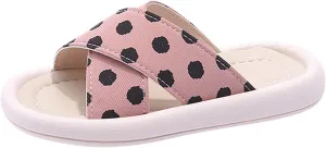 Girls Polka Dot Slides Soft Sole Anti Slip Open Toe Beach Swim Pool Water Sandals Kids Bedroom Slippers Little Girls