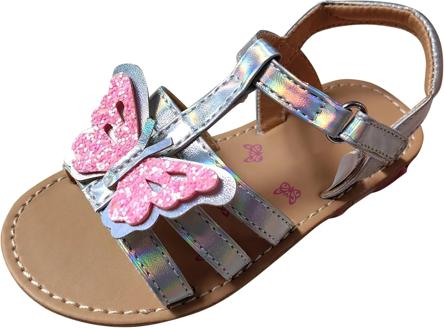 Girls Sandals with Glittery Butterfly Princess Dress Flat Shoes for Summer XX697
