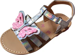 Girls Sandals with Glittery Butterfly Princess Dress Flat Shoes for Summer XX697