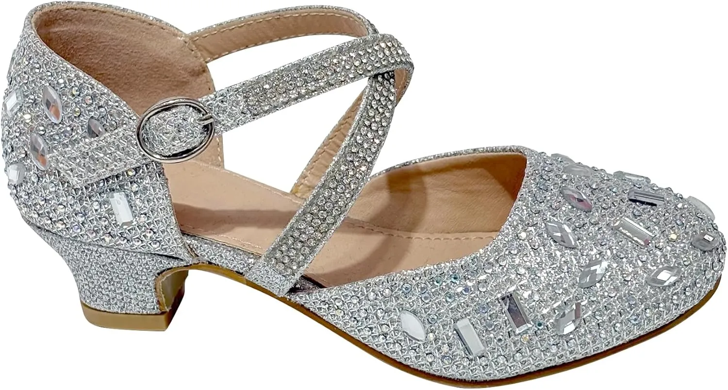 Girls Wedding Party Mary Jane Dress Shoes with Ankle Strap for Toddler Little Big Kids TR331