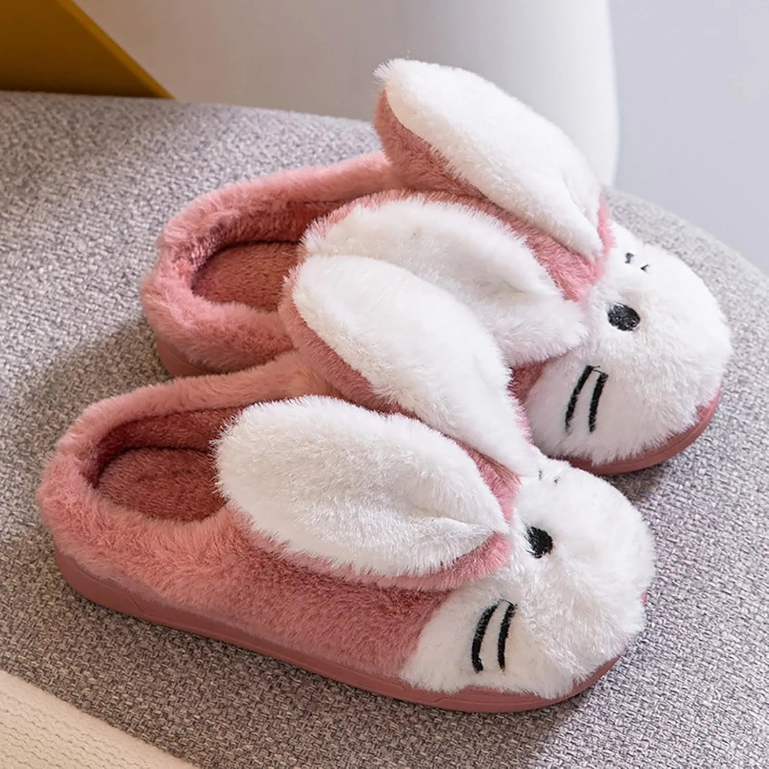 Glitter Moccasins Women Toddler Kids Children's Boys Girls Print Bunny Print Furry Shoes Slippers for Girls Light up