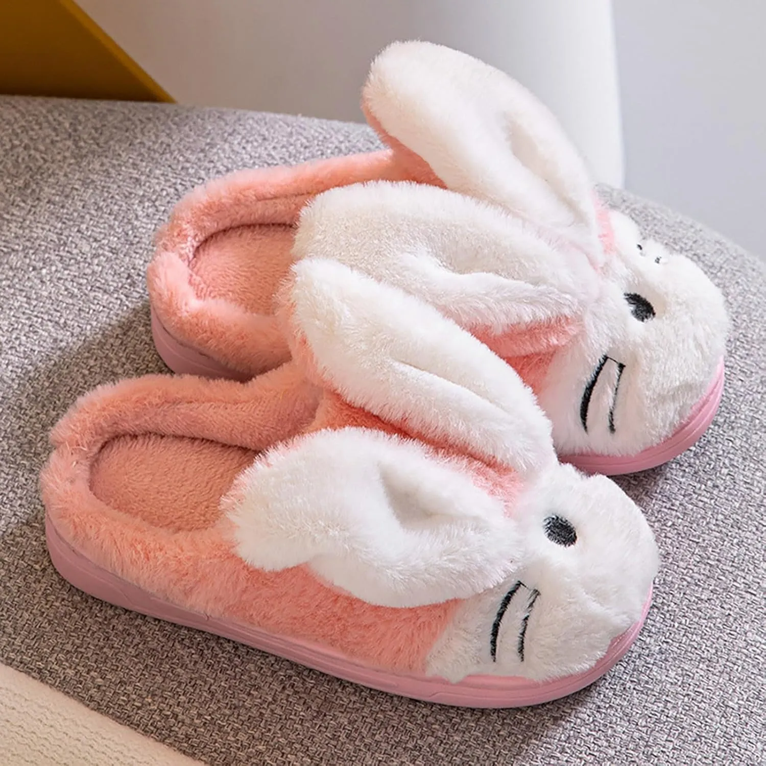 Glitter Moccasins Women Toddler Kids Children's Boys Girls Print Bunny Print Furry Shoes Slippers for Girls Light up