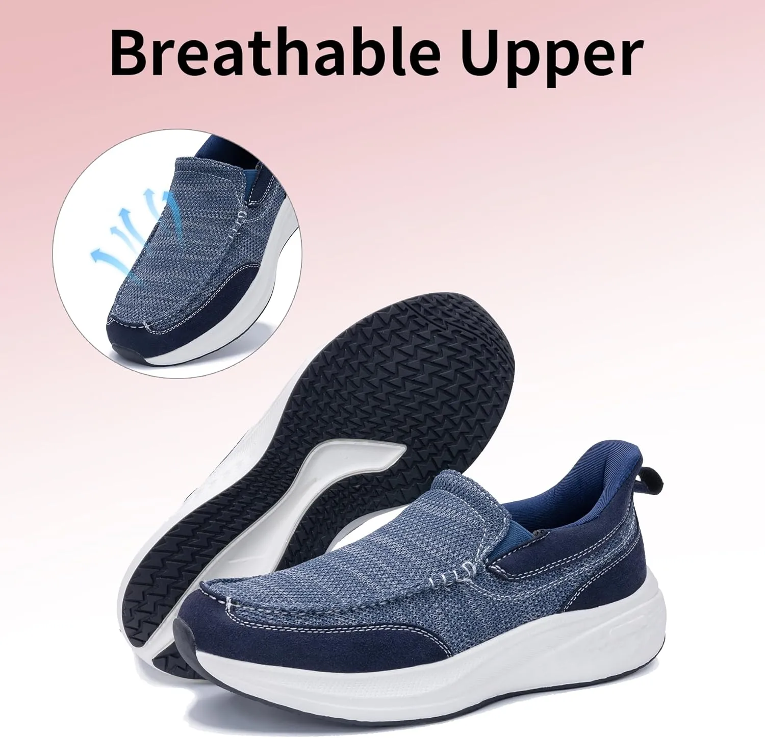 Gyeice Men's Slip on Loafers Walking Shoes with Arch Support | Casual Walking Sneakers | Comfortable Cushioning Shoes for Plantar Fasciitis US 7-13