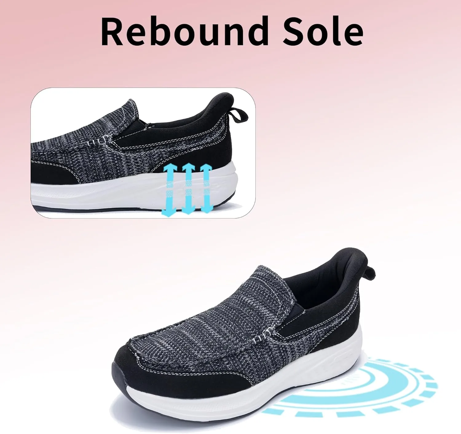 Gyeice Men's Slip on Loafers Walking Shoes with Arch Support | Casual Walking Sneakers | Comfortable Cushioning Shoes for Plantar Fasciitis US 7-13