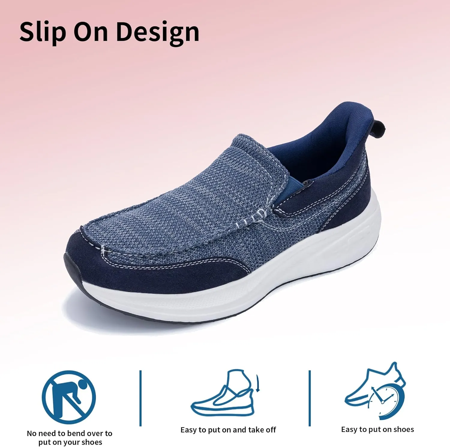 Gyeice Men's Slip on Loafers Walking Shoes with Arch Support | Casual Walking Sneakers | Comfortable Cushioning Shoes for Plantar Fasciitis US 7-13