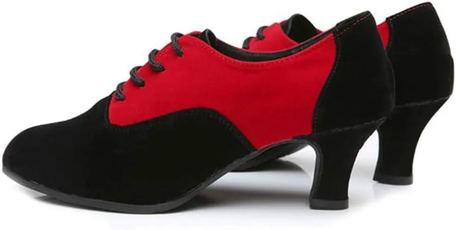 HIPPOSEUS Women Closed Toe Latin Dance Shoes Lace up Ballroom Salsa Tango Dance Practice Shoes Low Heel,Model 305