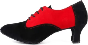 HIPPOSEUS Women Closed Toe Latin Dance Shoes Lace up Ballroom Salsa Tango Dance Practice Shoes Low Heel,Model 305