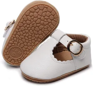 HONGTEYA Infant Baby Girls Mary Jane Flats Non Slip for Toddler First Walkers Soft Sole PU Leather Crib Shoes Sneaker Wedding Party Christmas Princess Dress Shoes Baby Moccasins Girls