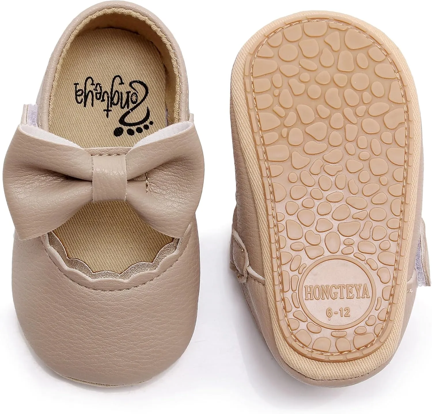 HONGTEYA Infant Baby Girls Mary Jane Flats Non Slip for Toddler First Walkers Soft Sole PU Leather Crib Shoes Sneaker Wedding Party Christmas Princess Dress Shoes Baby Moccasins Girls