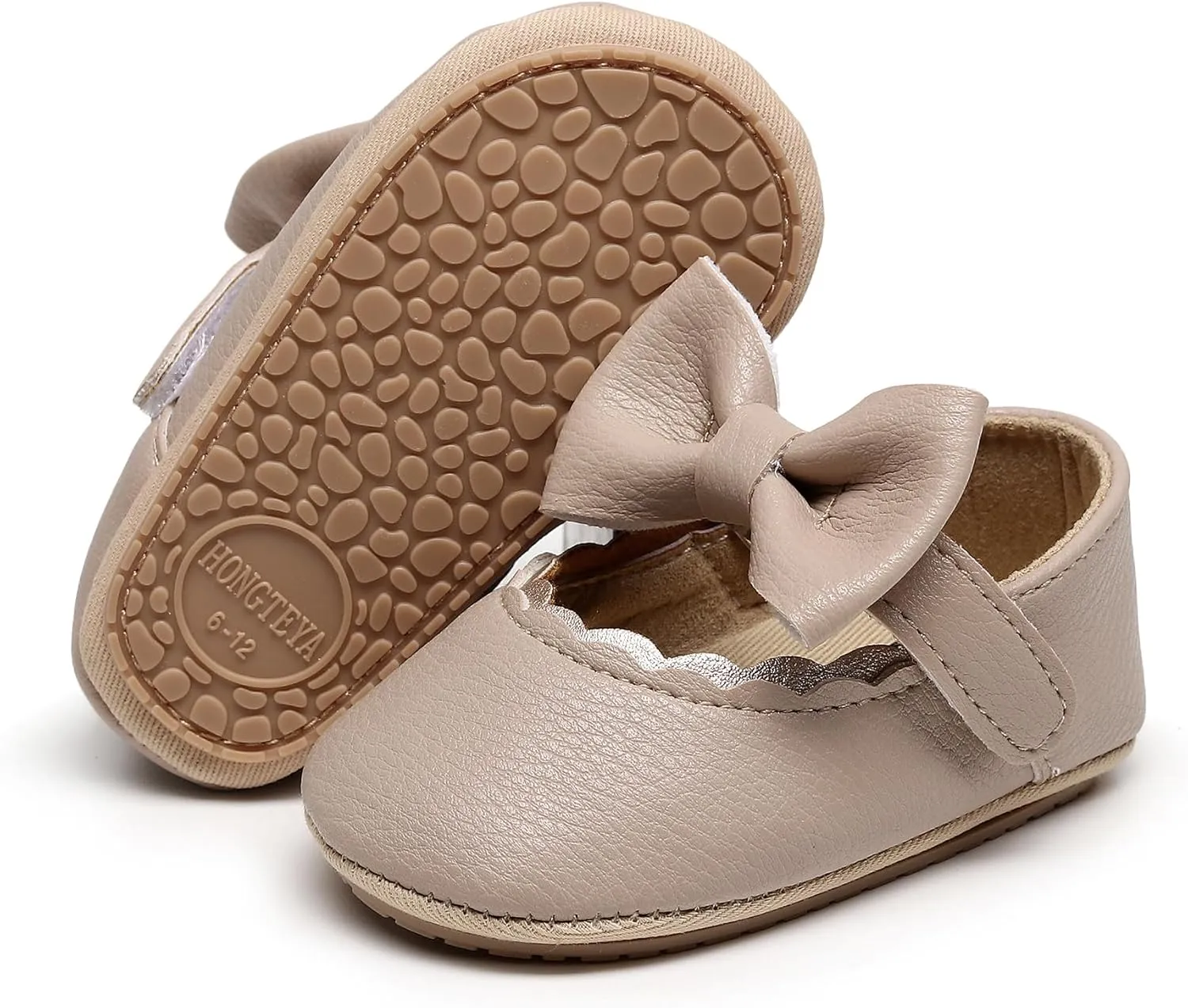 HONGTEYA Infant Baby Girls Mary Jane Flats Non Slip for Toddler First Walkers Soft Sole PU Leather Crib Shoes Sneaker Wedding Party Christmas Princess Dress Shoes Baby Moccasins Girls