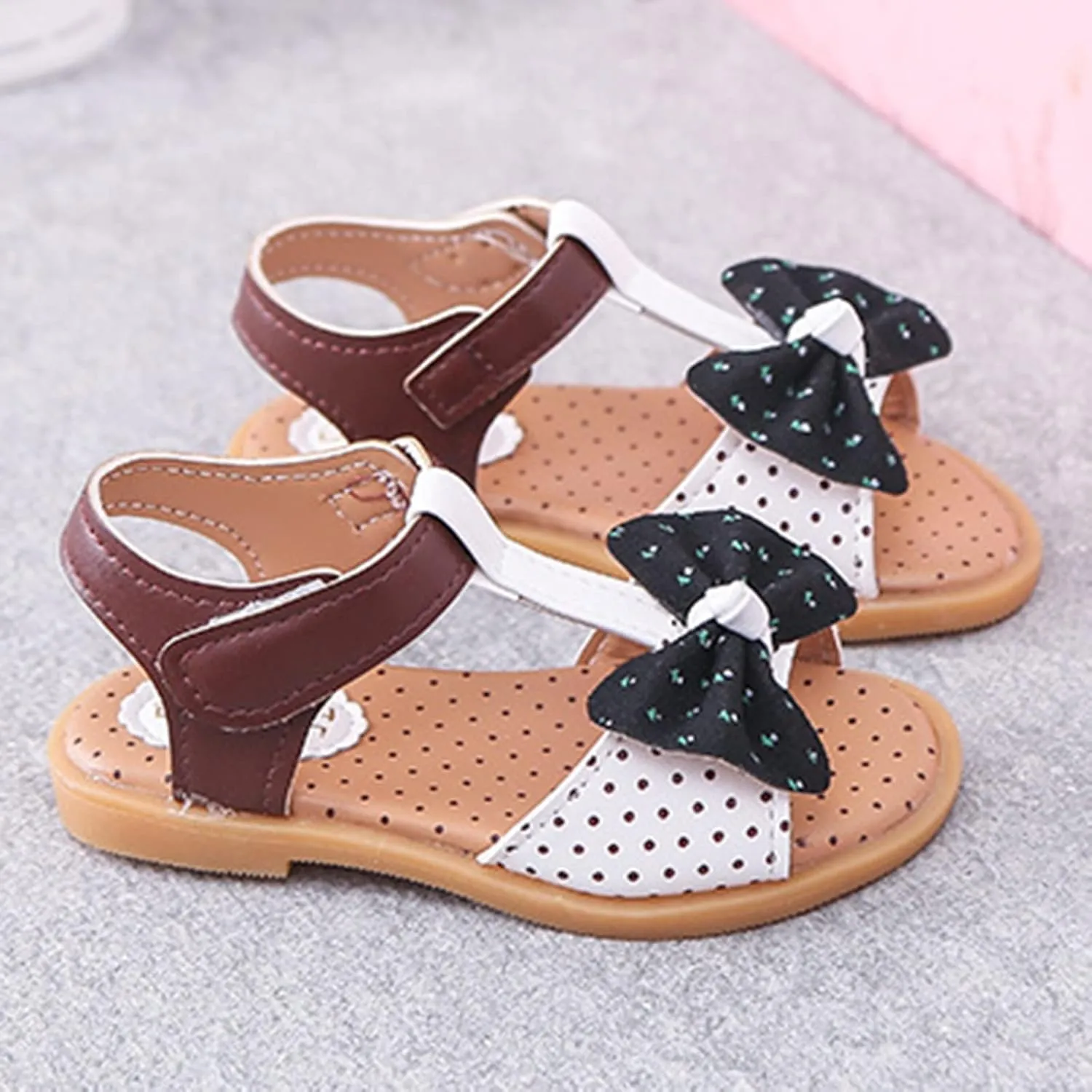 Infant Baby Girl Sandals Summer Outdoor Casual Beach Shoes Bowknot Soft Sole Princess Dress Flat First Walkers Shoes (White, 3.5-4 Years Toddler)
