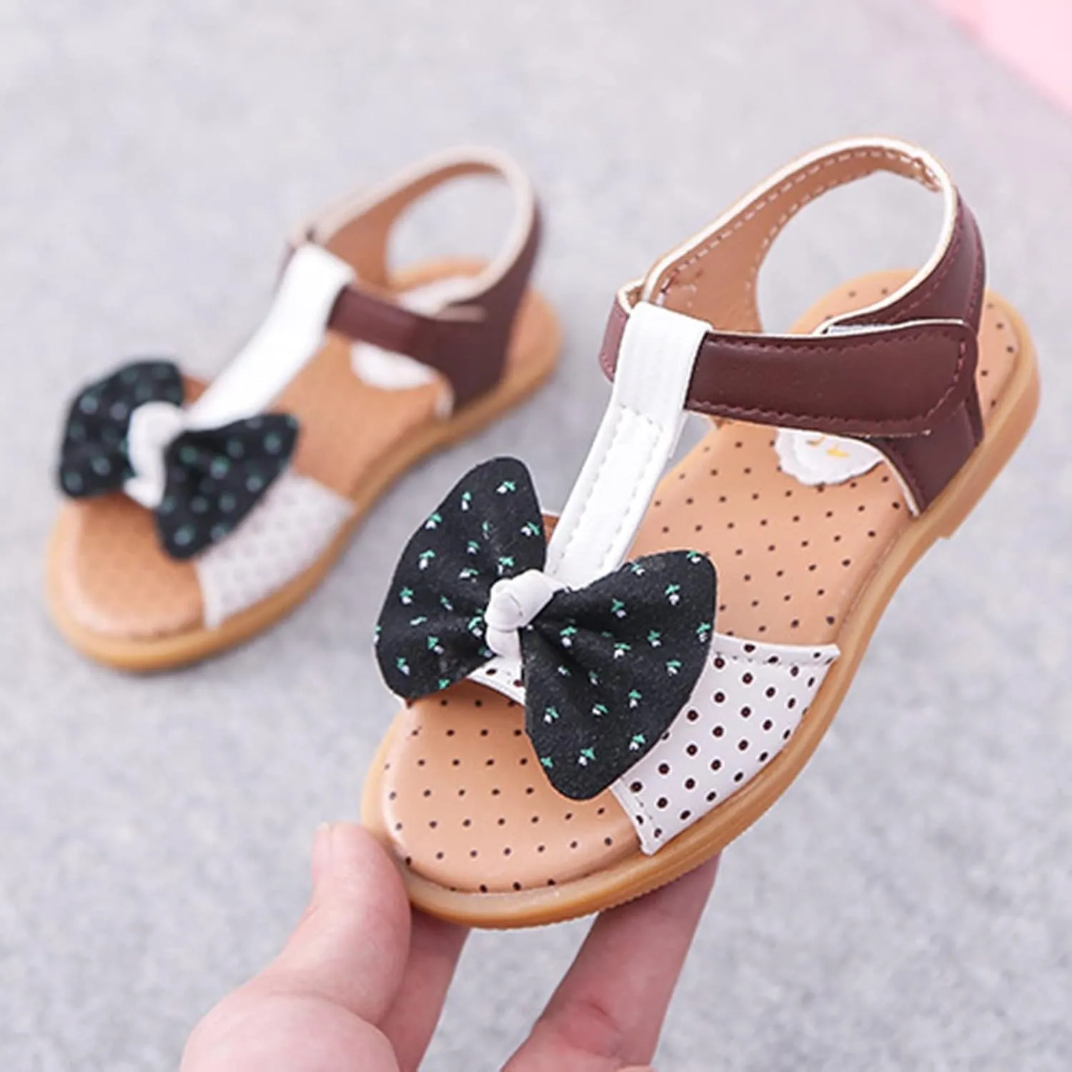 Infant Baby Girl Sandals Summer Outdoor Casual Beach Shoes Bowknot Soft Sole Princess Dress Flat First Walkers Shoes (White, 3.5-4 Years Toddler)