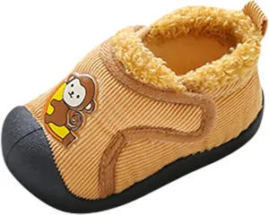 Infant Girls Boys artoon Cotton Cloth Plush Shoes Soft Flat Bottom Lightweight Slip On Warm Sport Shoes for Baby Shoes