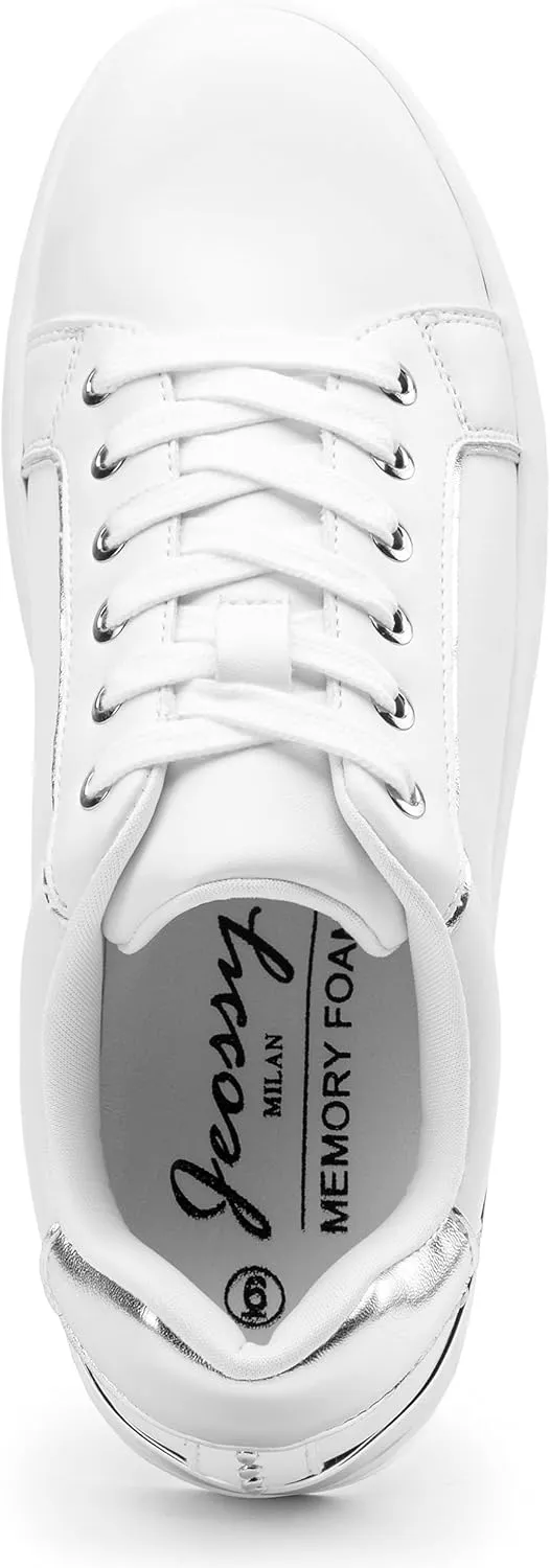 Jeossy Women's 8020 Fashion Sneakers, Casual Trendy Dress Lace up Walking Shoes with Memory Foam