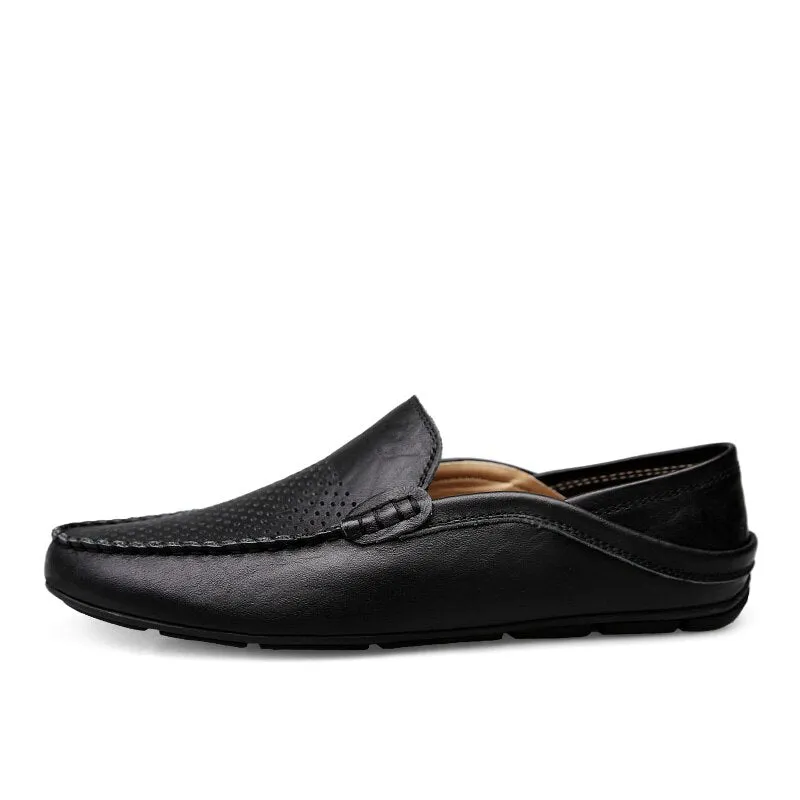 Jinquedai  Italian Mens Shoes Casual Luxury Brand Summer Men Loafers Genuine Leather Moccasins Light Breathable Slip on Boat Shoes