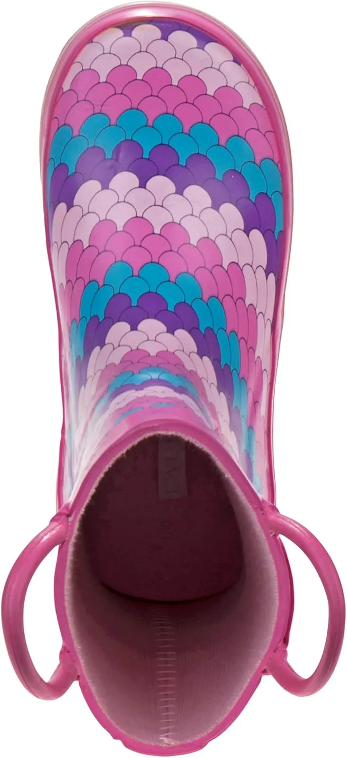 Josmo Girl's Rain Boots Mermaid Non-Slip Waterproof Shoes