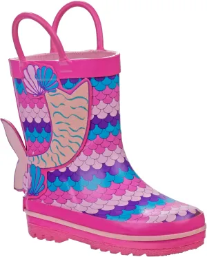 Josmo Girl's Rain Boots Mermaid Non-Slip Waterproof Shoes