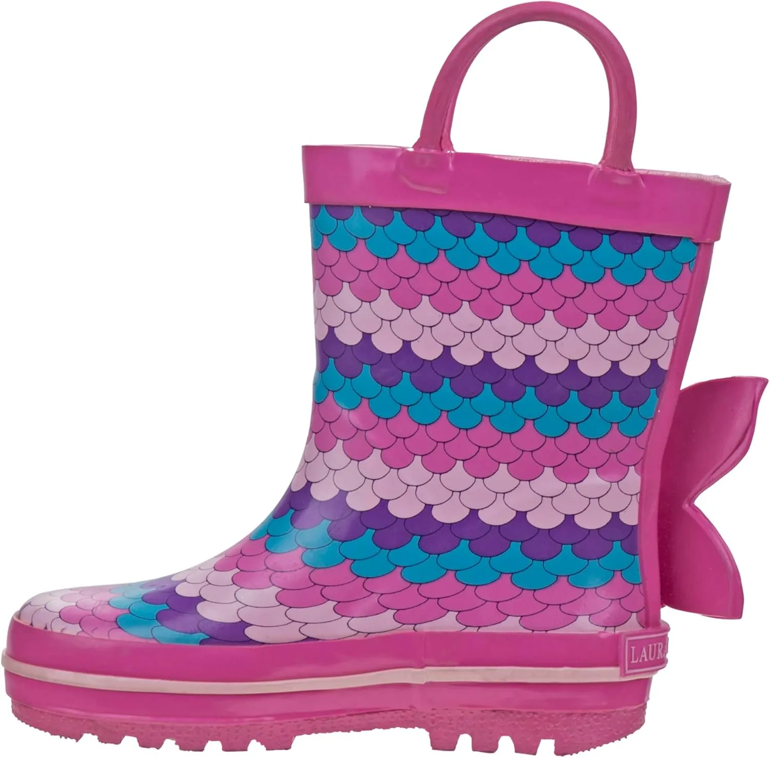 Josmo Girl's Rain Boots Mermaid Non-Slip Waterproof Shoes