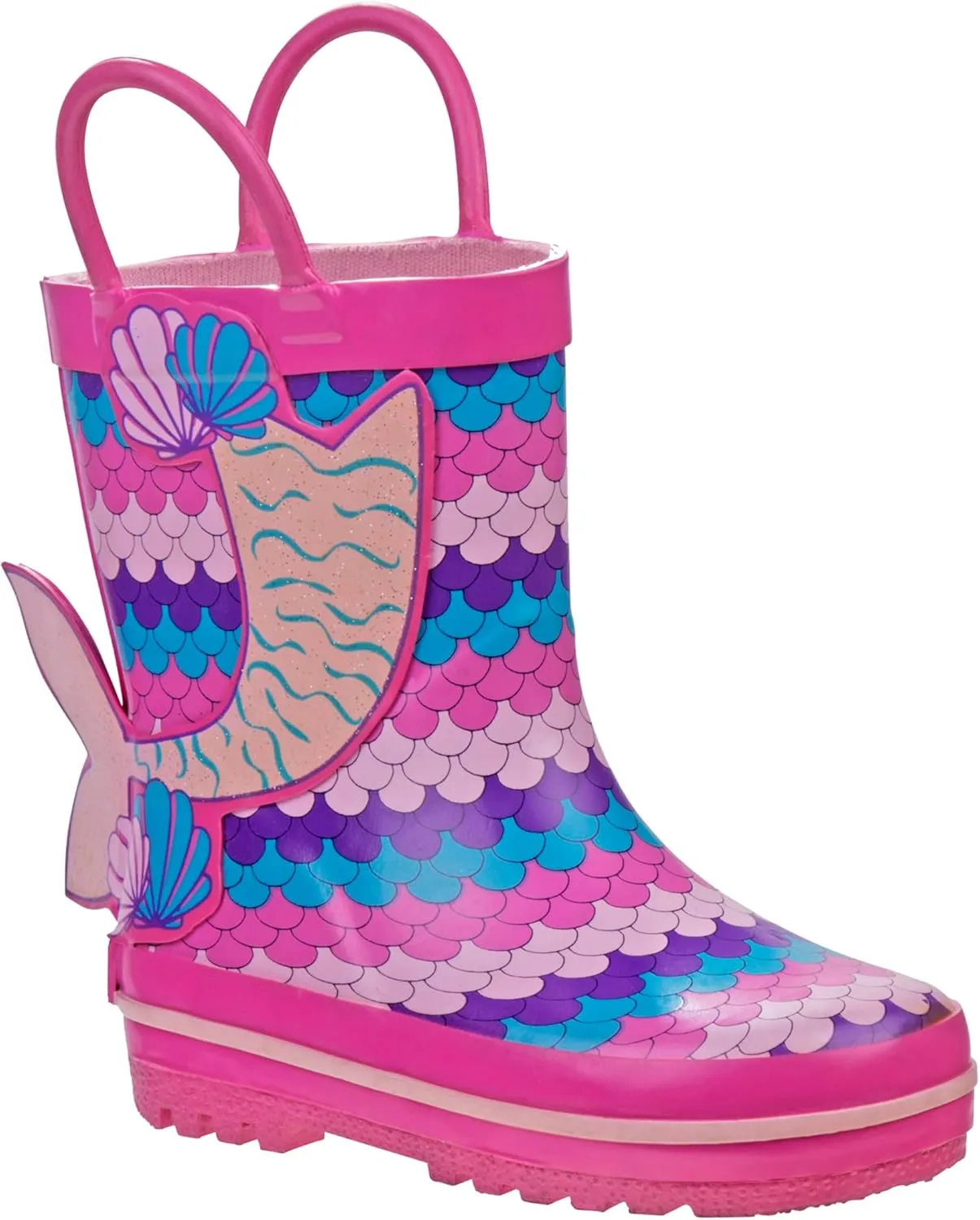 Josmo Girl's Rain Boots Mermaid Non-Slip Waterproof Shoes