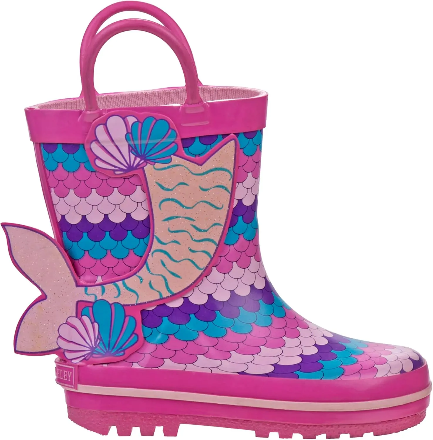 Josmo Girl's Rain Boots Mermaid Non-Slip Waterproof Shoes