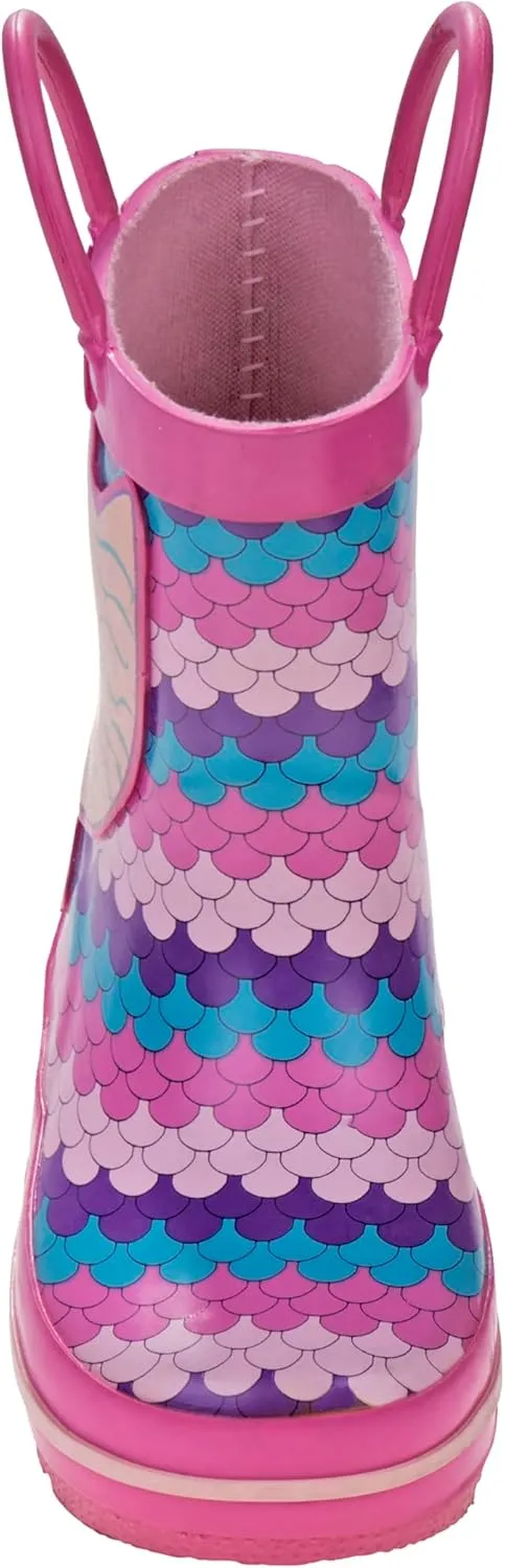 Josmo Girl's Rain Boots Mermaid Non-Slip Waterproof Shoes