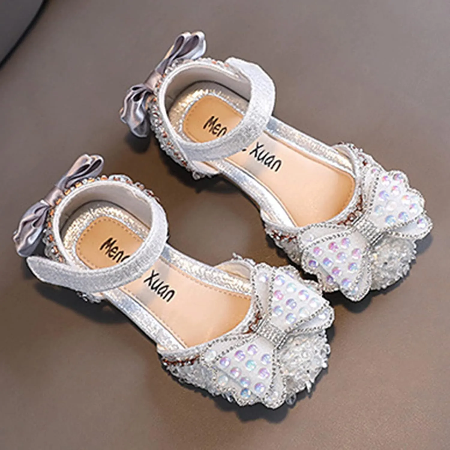 Kids Girls Mary Jane Ballerina Shoes Rhinestones Bowknot Flower Girl Toddler Wedding Party Strap Dress Shoes