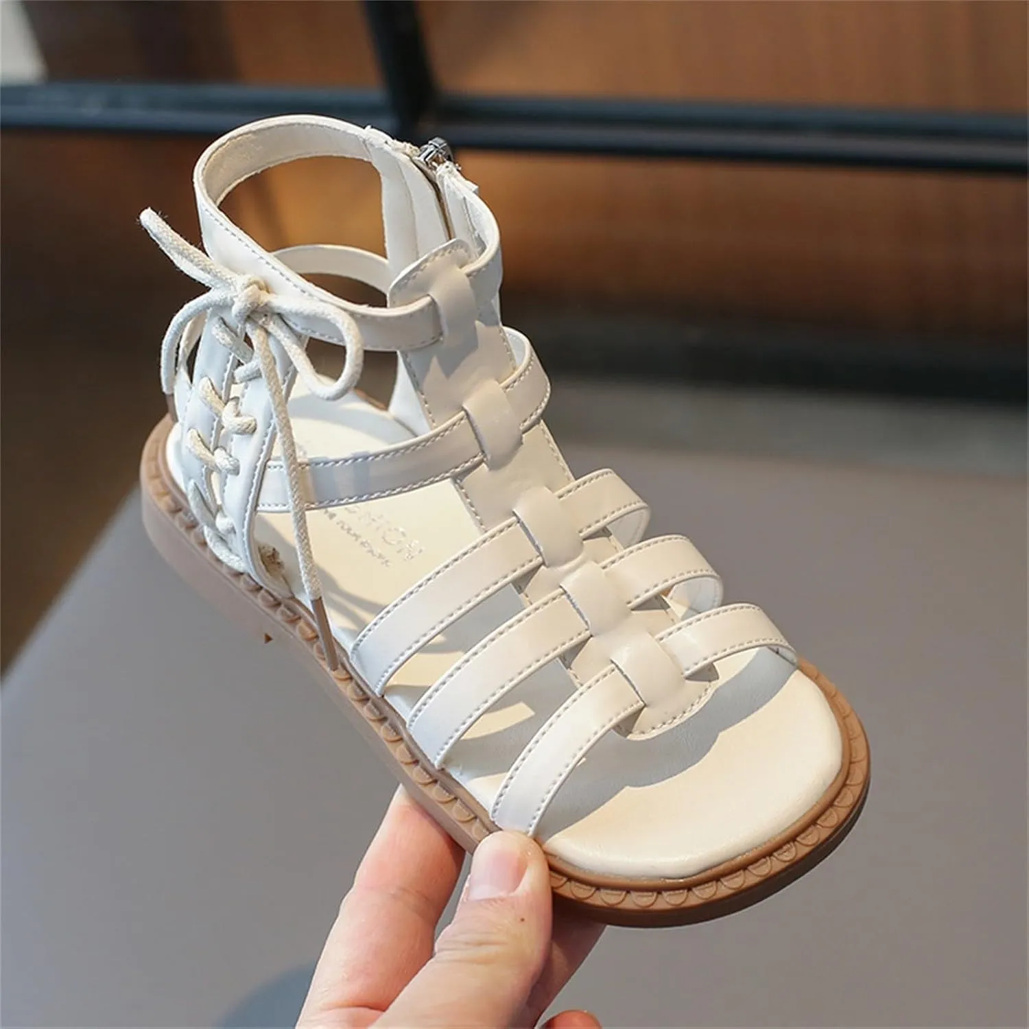 Kids High Top Flat Strappy Sandals for Girls Roman Vintage Open Toe Shoes Ankle Strap Cute Flip Flops for Toddlers