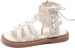 Kids High Top Flat Strappy Sandals for Girls Roman Vintage Open Toe Shoes Ankle Strap Cute Flip Flops for Toddlers