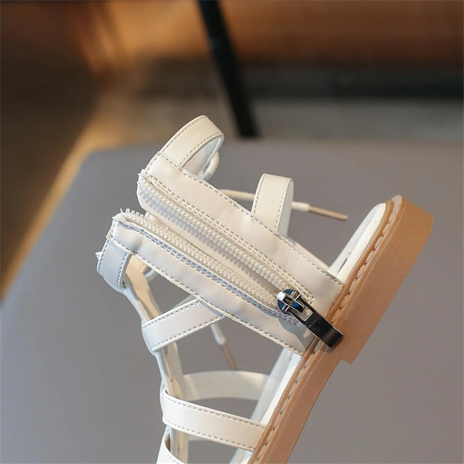 Kids High Top Flat Strappy Sandals for Girls Roman Vintage Open Toe Shoes Ankle Strap Cute Flip Flops for Toddlers