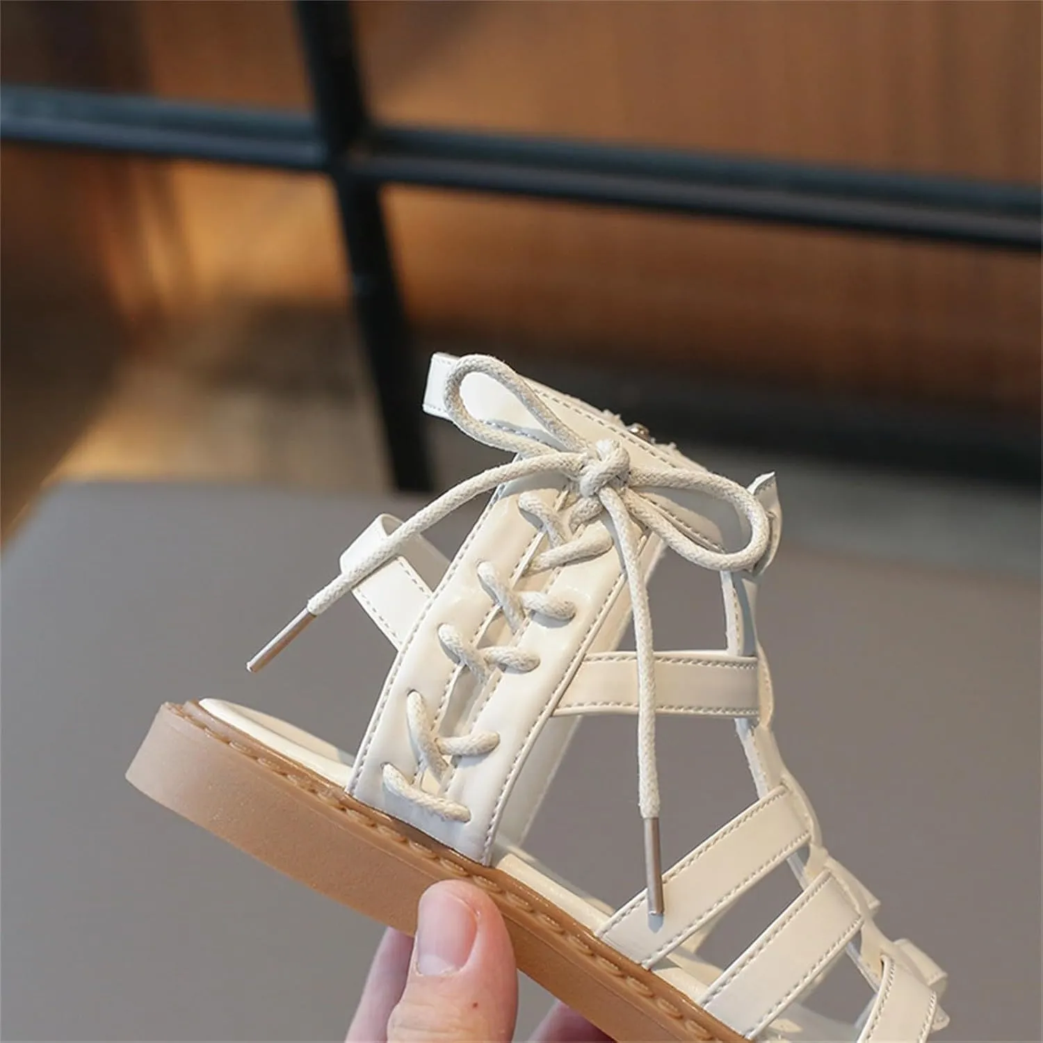 Kids High Top Flat Strappy Sandals for Girls Roman Vintage Open Toe Shoes Ankle Strap Cute Flip Flops for Toddlers
