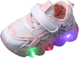 Kids Light Up Shoes Girls Boys Breathable Luminous Soft Sole Running Sports Sneaker Lace-Up Casual Toddler 9 Shoe