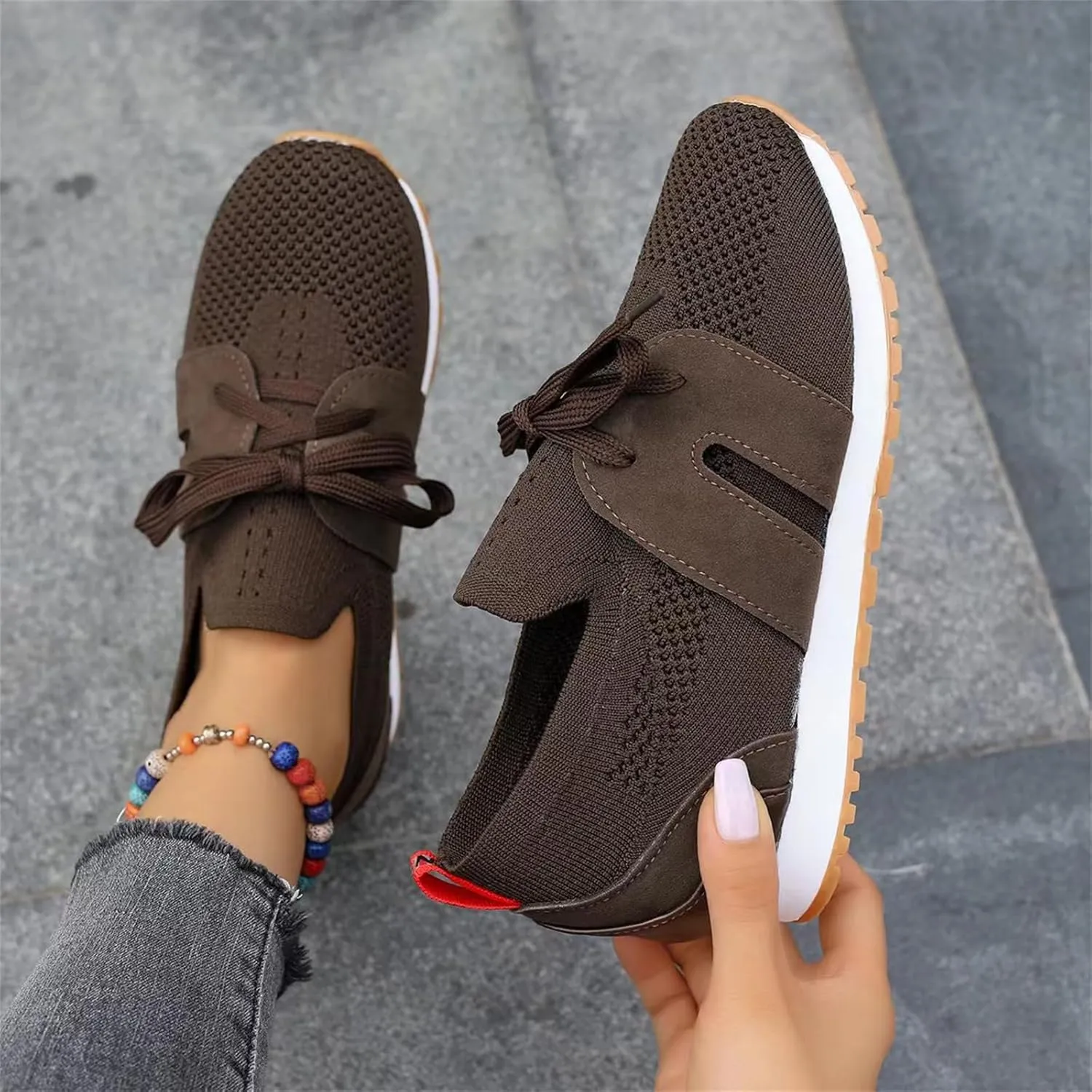 Lausiuoe Slip On Sneakers Women Arch Support Walking Shoes Breathable Upper Gym Workout Nurse Restaurant Fashion Sneake