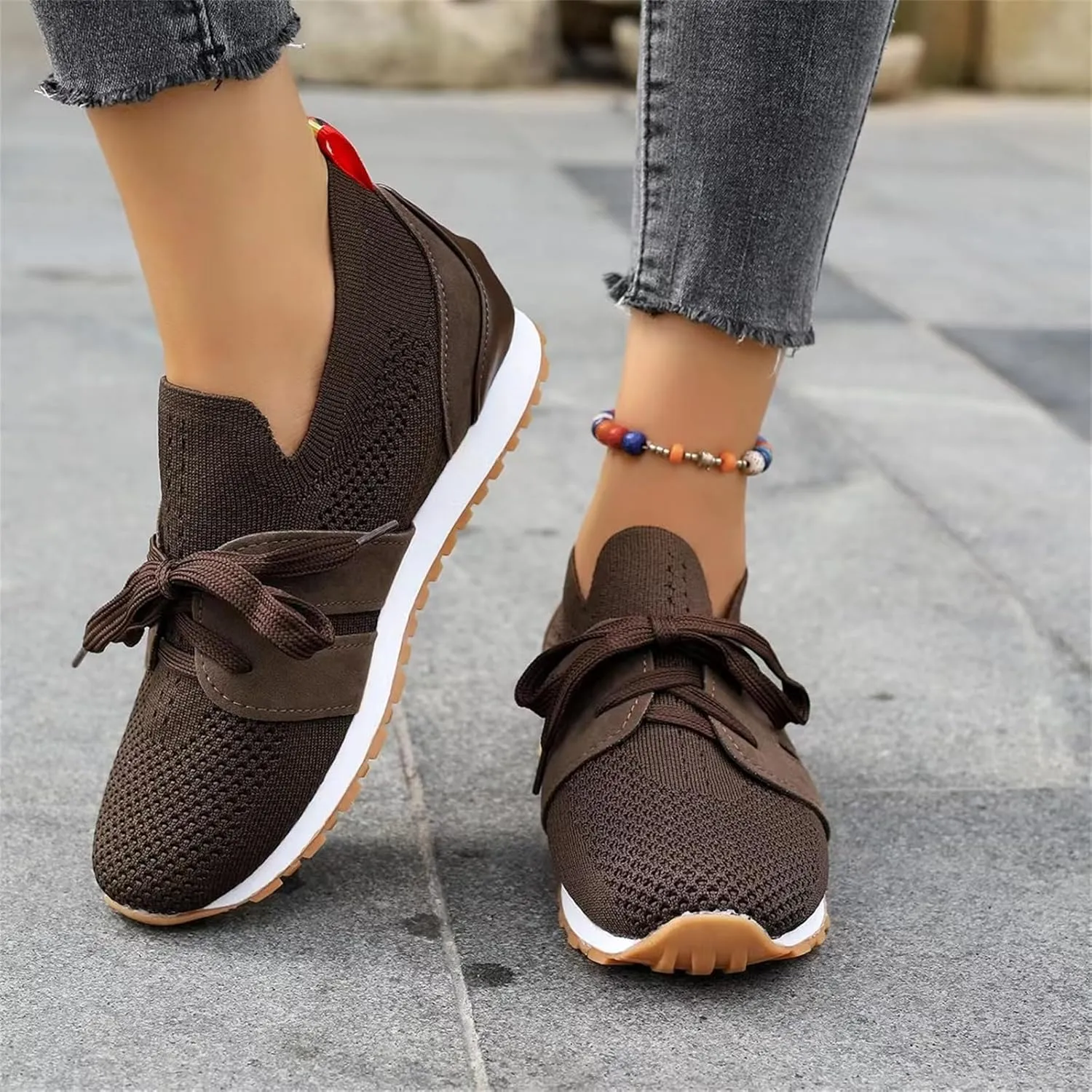 Lausiuoe Slip On Sneakers Women Arch Support Walking Shoes Breathable Upper Gym Workout Nurse Restaurant Fashion Sneake