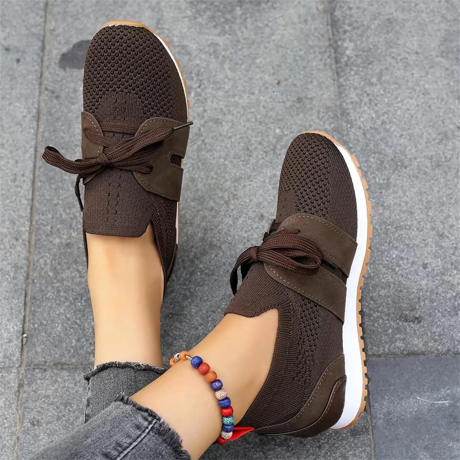 Lausiuoe Slip On Sneakers Women Arch Support Walking Shoes Breathable Upper Gym Workout Nurse Restaurant Fashion Sneake