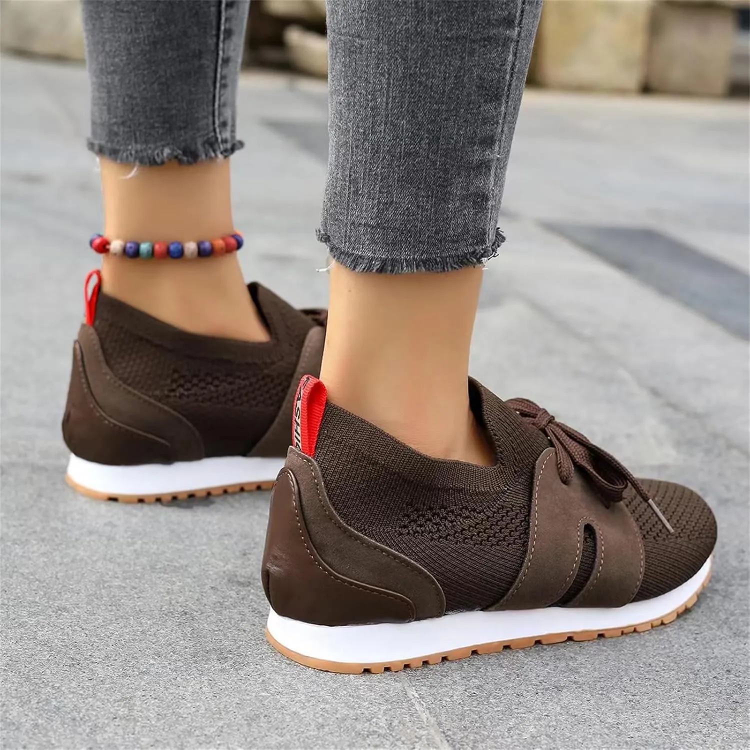 Lausiuoe Slip On Sneakers Women Arch Support Walking Shoes Breathable Upper Gym Workout Nurse Restaurant Fashion Sneake