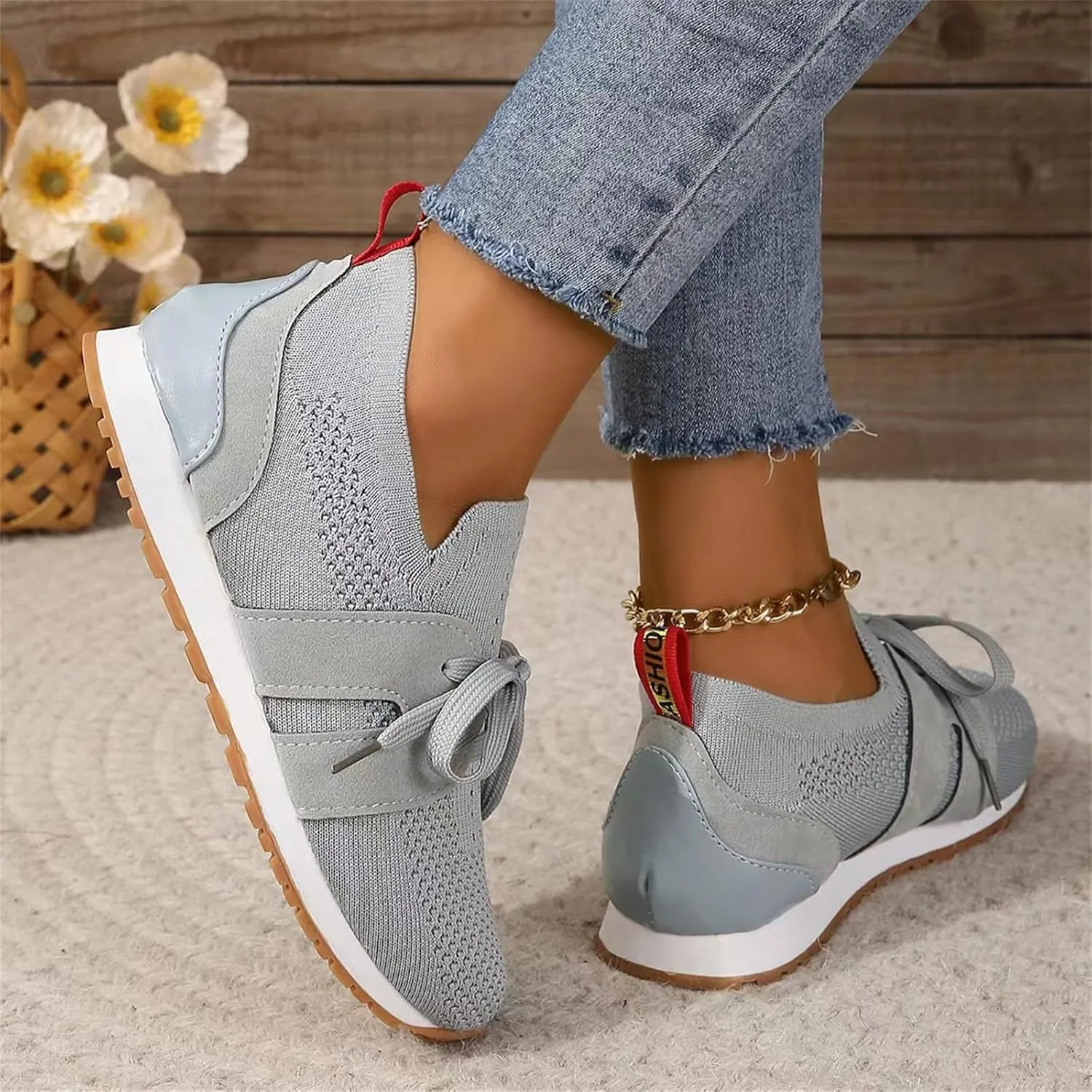 Lausiuoe Slip On Sneakers Women Arch Support Walking Shoes Breathable Upper Gym Workout Nurse Restaurant Fashion Sneake