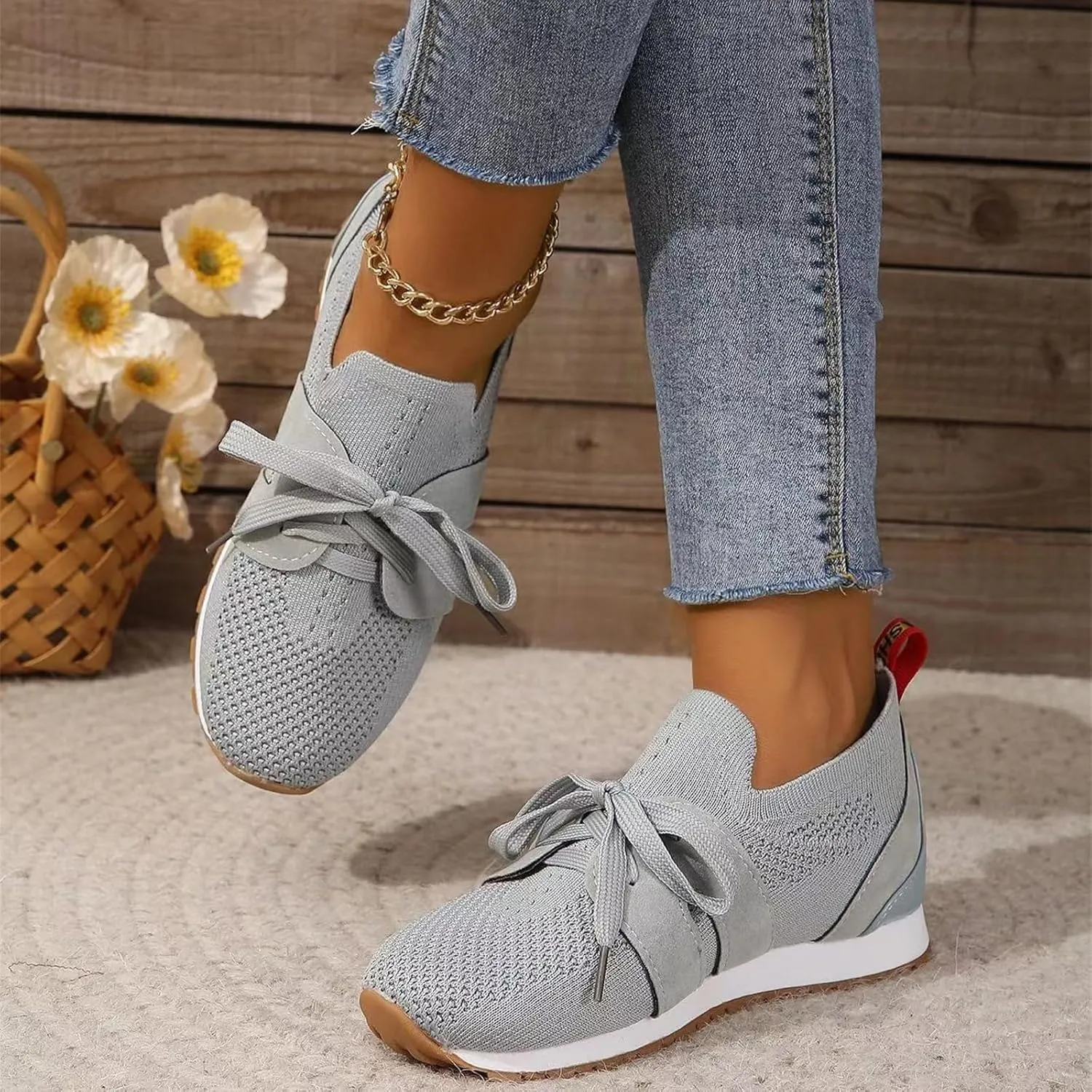 Lausiuoe Slip On Sneakers Women Arch Support Walking Shoes Breathable Upper Gym Workout Nurse Restaurant Fashion Sneake