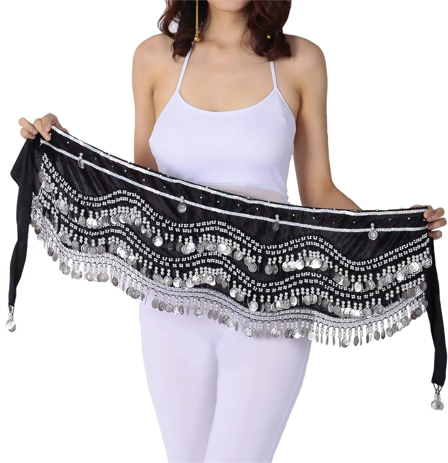 Lauthen.S 248 Coins Belly Dance Hip Scarf Tribal Belt Halloween Gypsy Costume Accessory