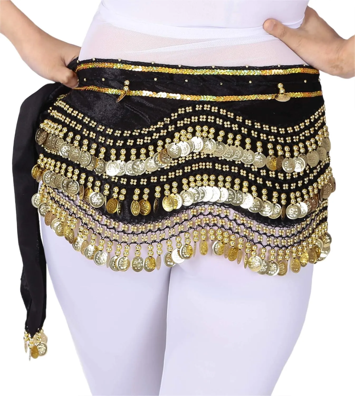 Lauthen.S 248 Coins Belly Dance Hip Scarf Tribal Belt Halloween Gypsy Costume Accessory