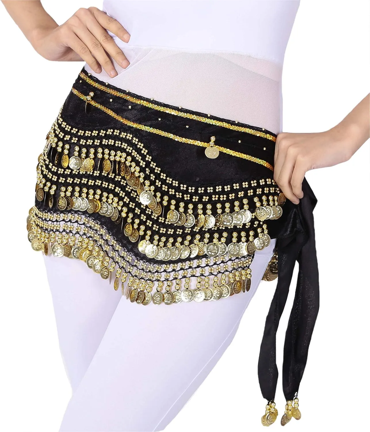 Lauthen.S 248 Coins Belly Dance Hip Scarf Tribal Belt Halloween Gypsy Costume Accessory