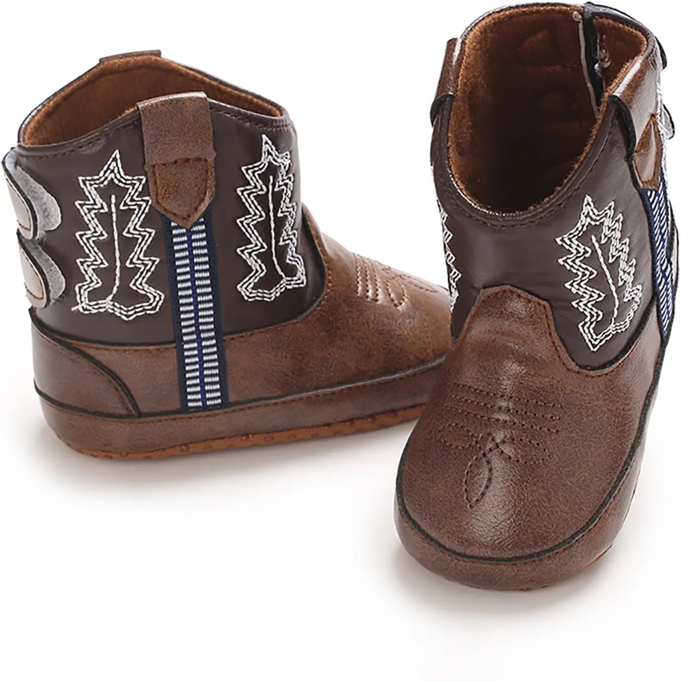 Leather Soft Sole Sneaker for Toddler Baby Boys Side Zipper Western Cowboy Booties Sport Shoes Outdoor Non Slip Shoes