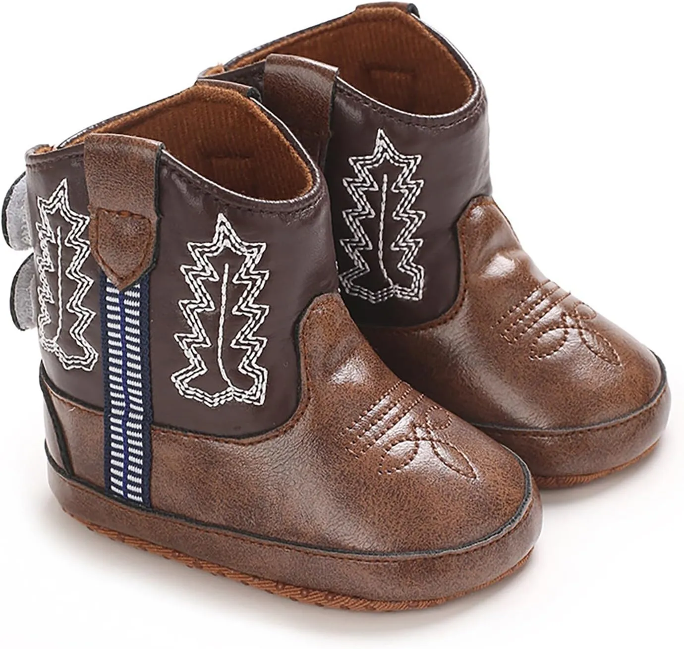 Leather Soft Sole Sneaker for Toddler Baby Boys Side Zipper Western Cowboy Booties Sport Shoes Outdoor Non Slip Shoes