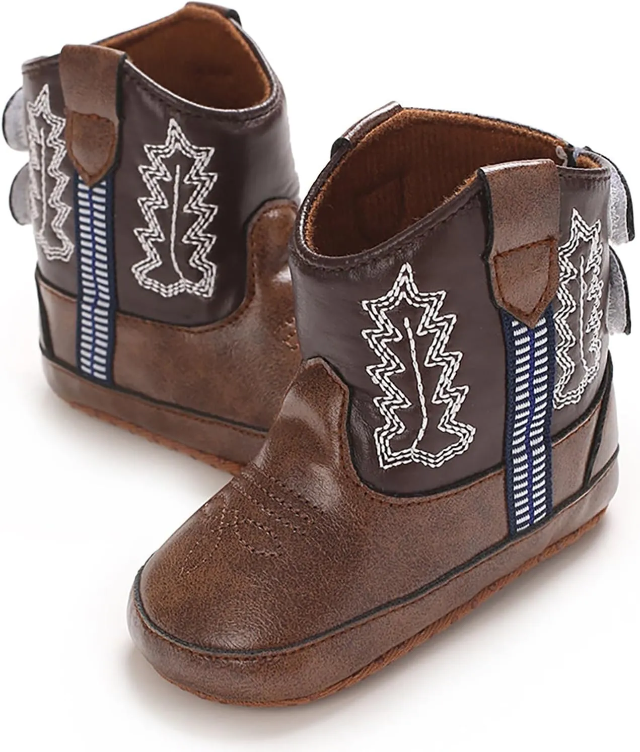 Leather Soft Sole Sneaker for Toddler Baby Boys Side Zipper Western Cowboy Booties Sport Shoes Outdoor Non Slip Shoes