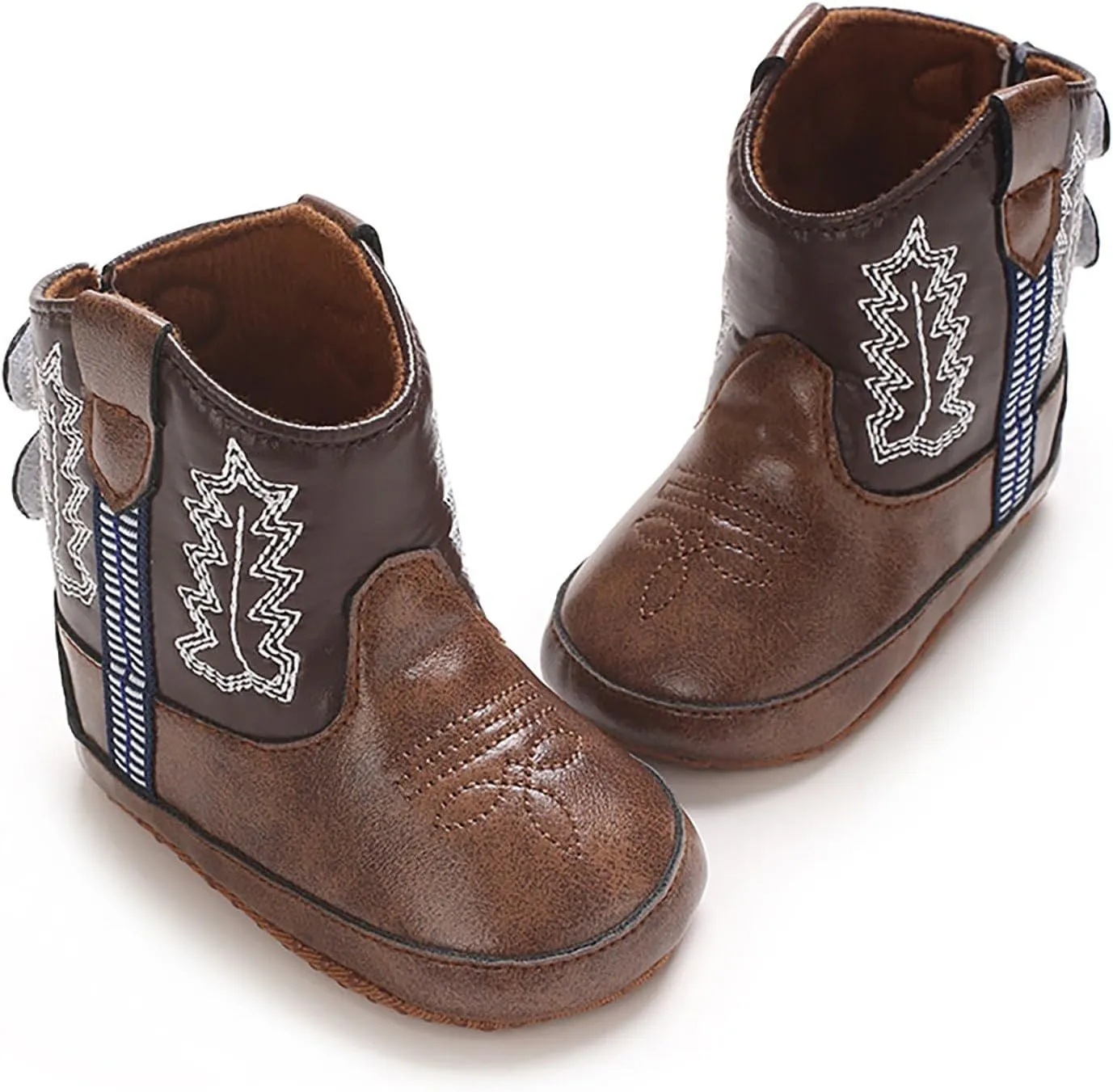 Leather Soft Sole Sneaker for Toddler Baby Boys Side Zipper Western Cowboy Booties Sport Shoes Outdoor Non Slip Shoes
