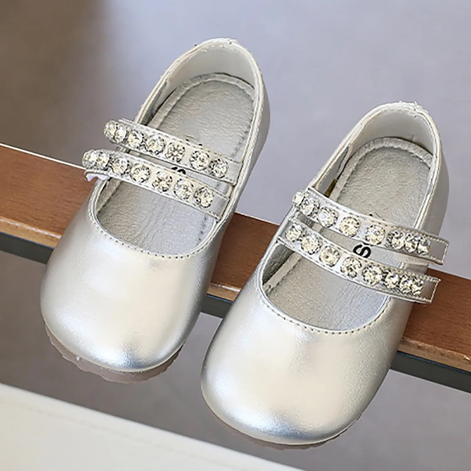 Little Girls Mary Jane Dress Shoes Pearl Toddler Girls Patent Leather Flats for Wedding Party School