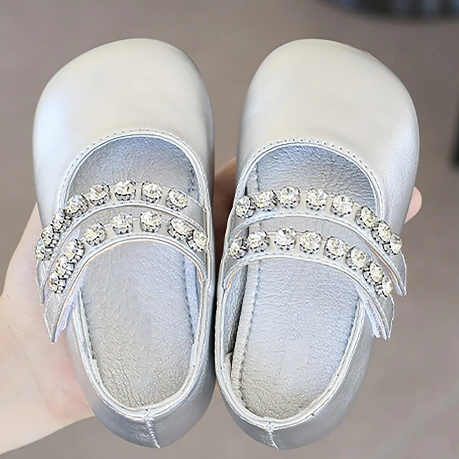 Little Girls Mary Jane Dress Shoes Pearl Toddler Girls Patent Leather Flats for Wedding Party School