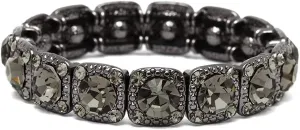 Mariell Black Diamond Crystal Stretch Bracelet, Adjustable Bangle for Weddings, Prom, Bridesmaids, Gift