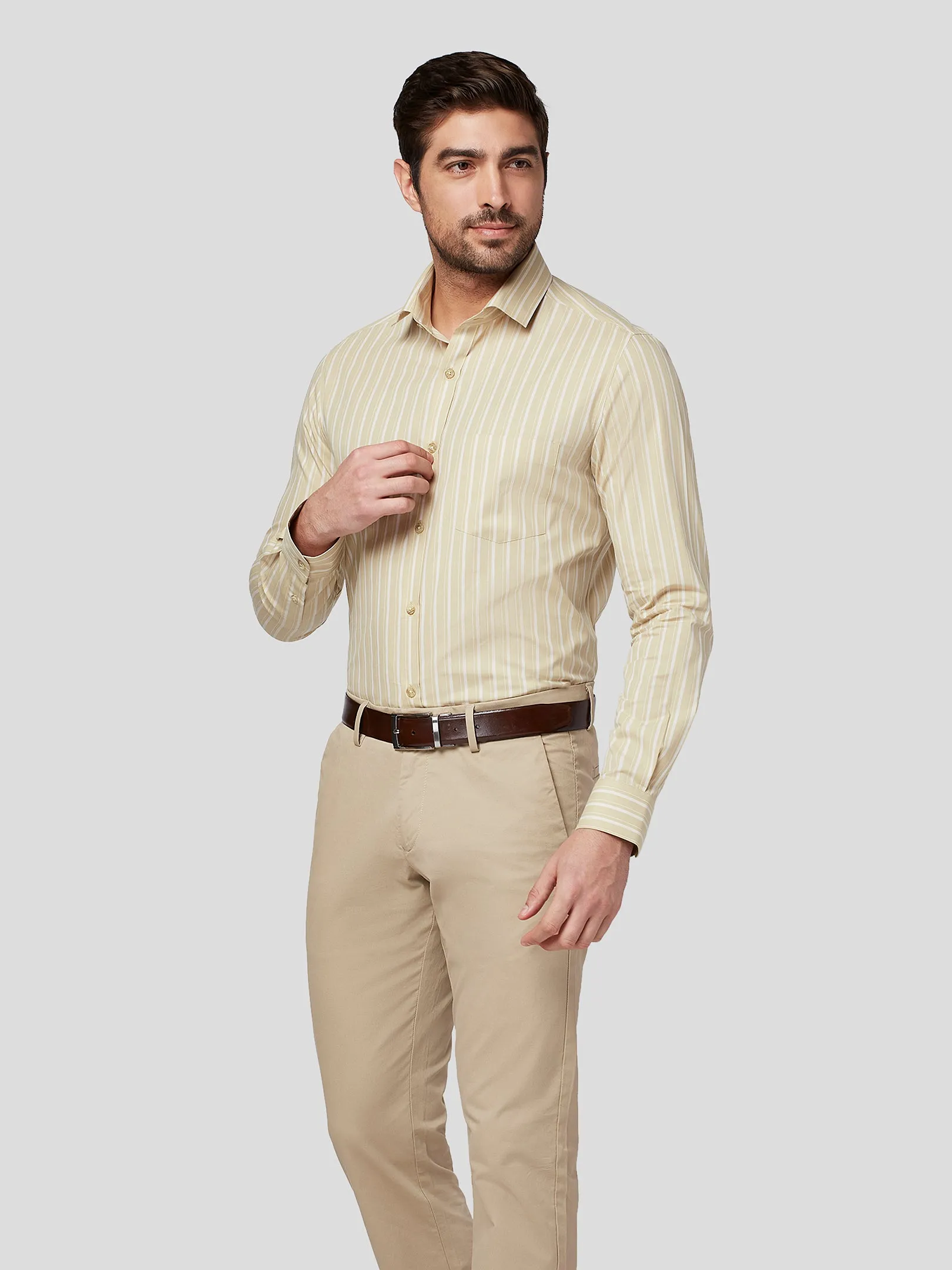 Marvella Beige Striped Cotton Shirt