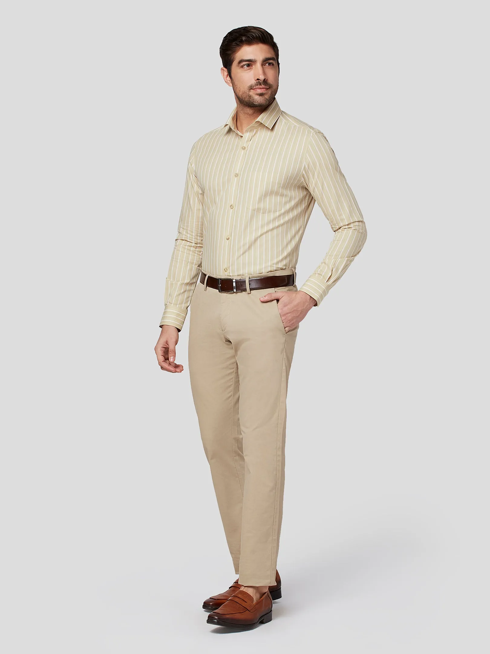 Marvella Beige Striped Cotton Shirt