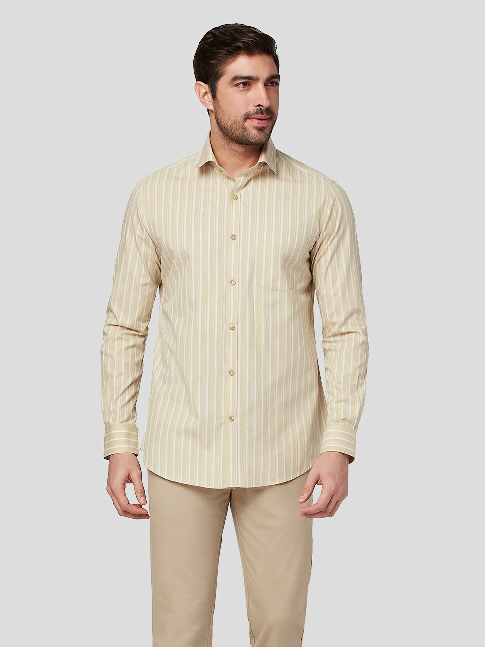Marvella Beige Striped Cotton Shirt